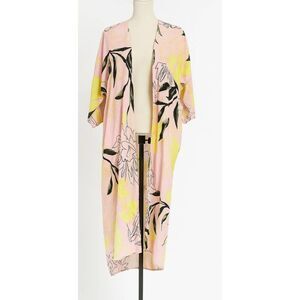 Bel kazan anthropologie womens small marielle long pink duster light cardigan